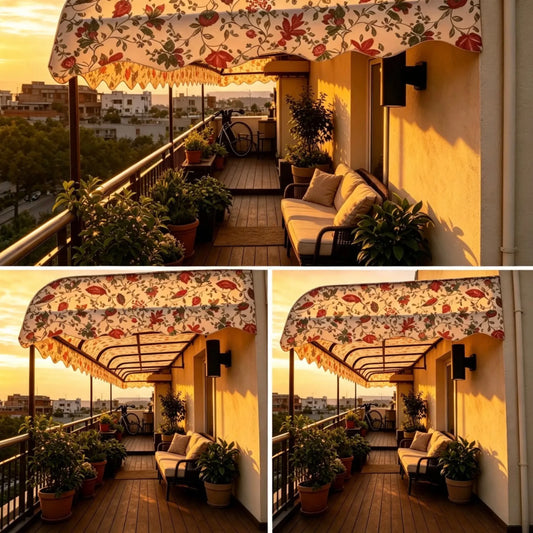 Decorative Floral Patterned Shade For Balcony