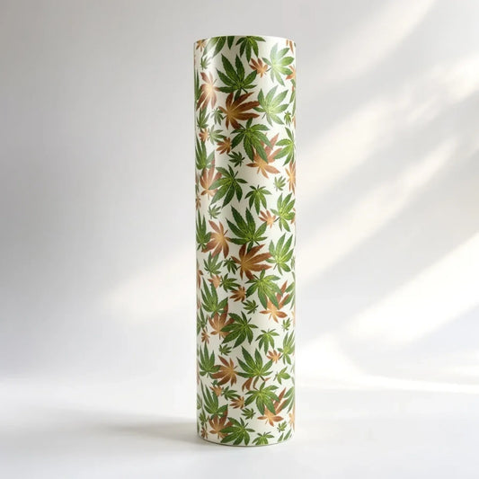 Golden Leaf Green Patterned Fiber Sheet